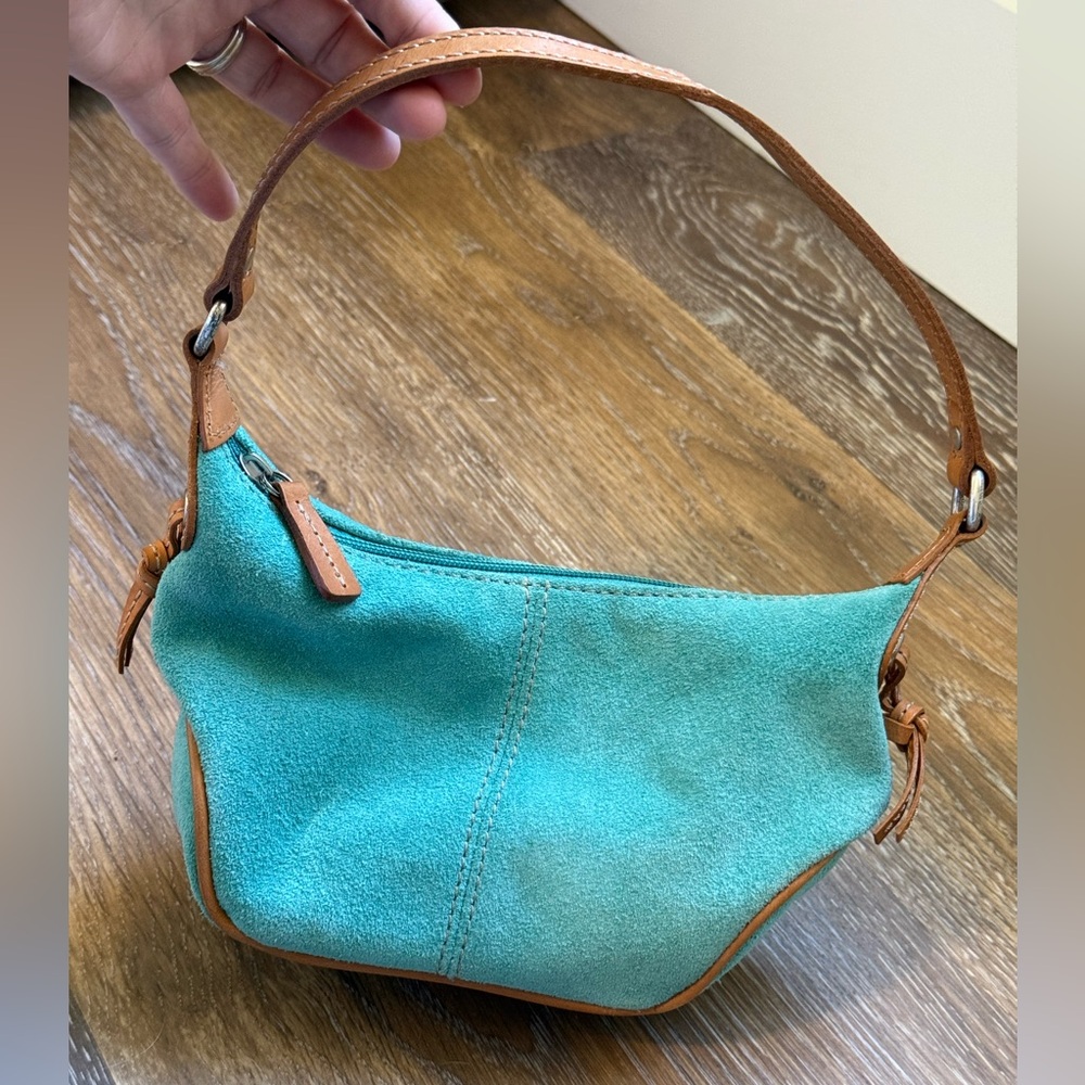 Fossil Small Teal Suede Leather Shoulder
Bag Hobo Vintage Y2K Boho Minimalist